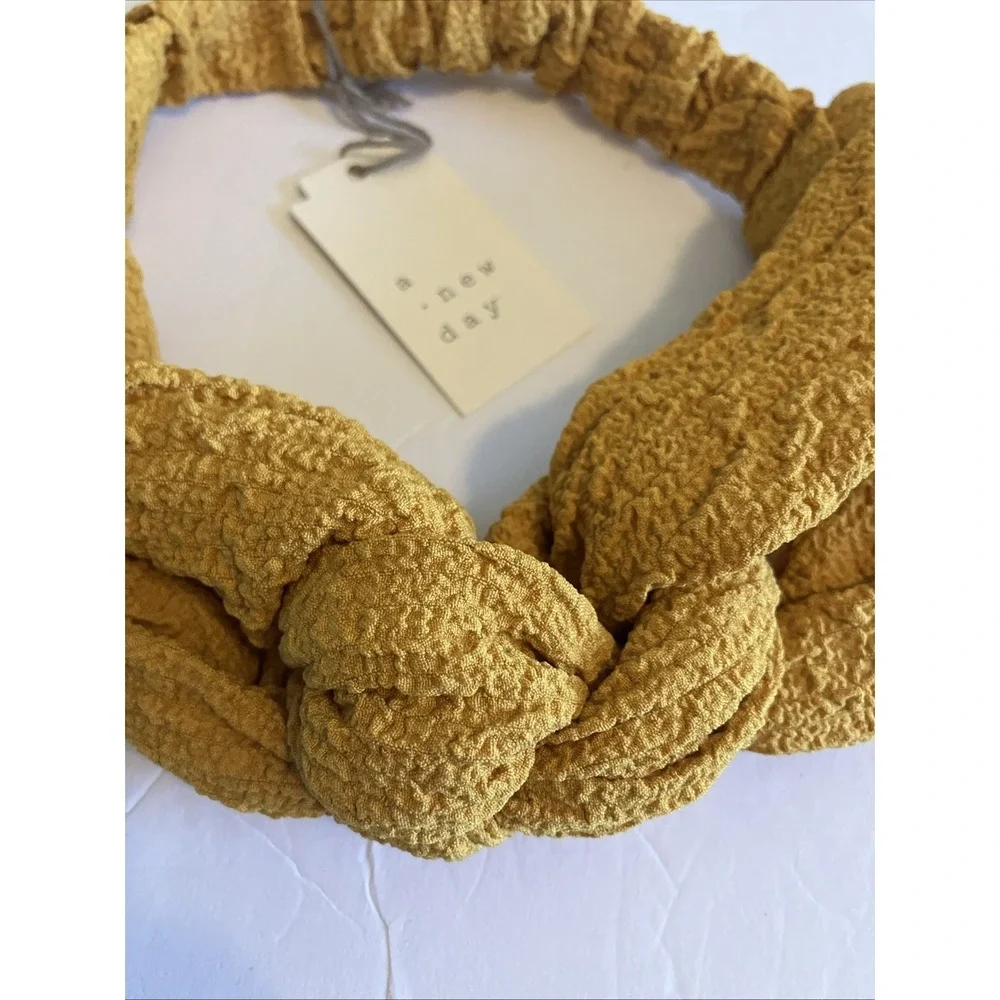 Pleated Textured Yellow Gold Twist Headwrap A New Day Hair Accessory C833